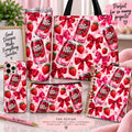 Strawberry soda cans and bows all-over PNG design