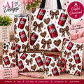 Leopard bows and soda cans all-over PNG design