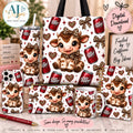 Cute cow leopard bows and soda cans all-over PNG design