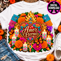 Amor Eterno Día de los Muertos PNG | Sacred Heart Marigolds
