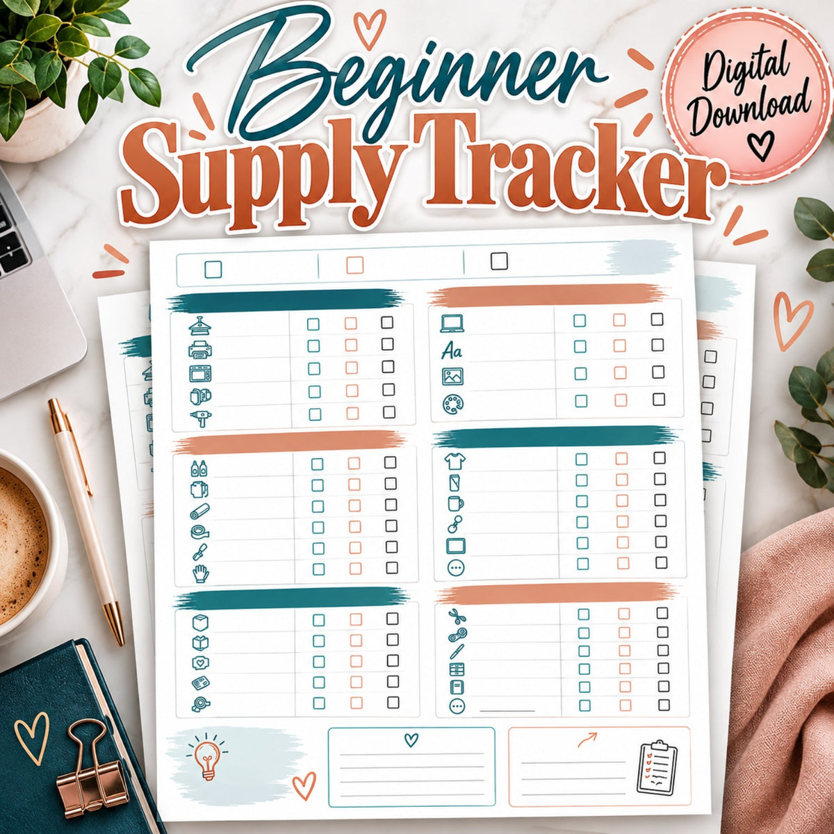 Beginner sublimation supply tracker printable digital download
