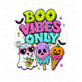 Boo Vibes Only colorful ghost ice cream Summerween PNG