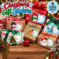 Christmas Gift Tag Stickers Printable Bundle | 5 Design Sheets