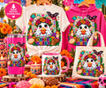 Colorful ghost quartet Día de los Muertos PNG on shirts tumbler mug and tote bag
