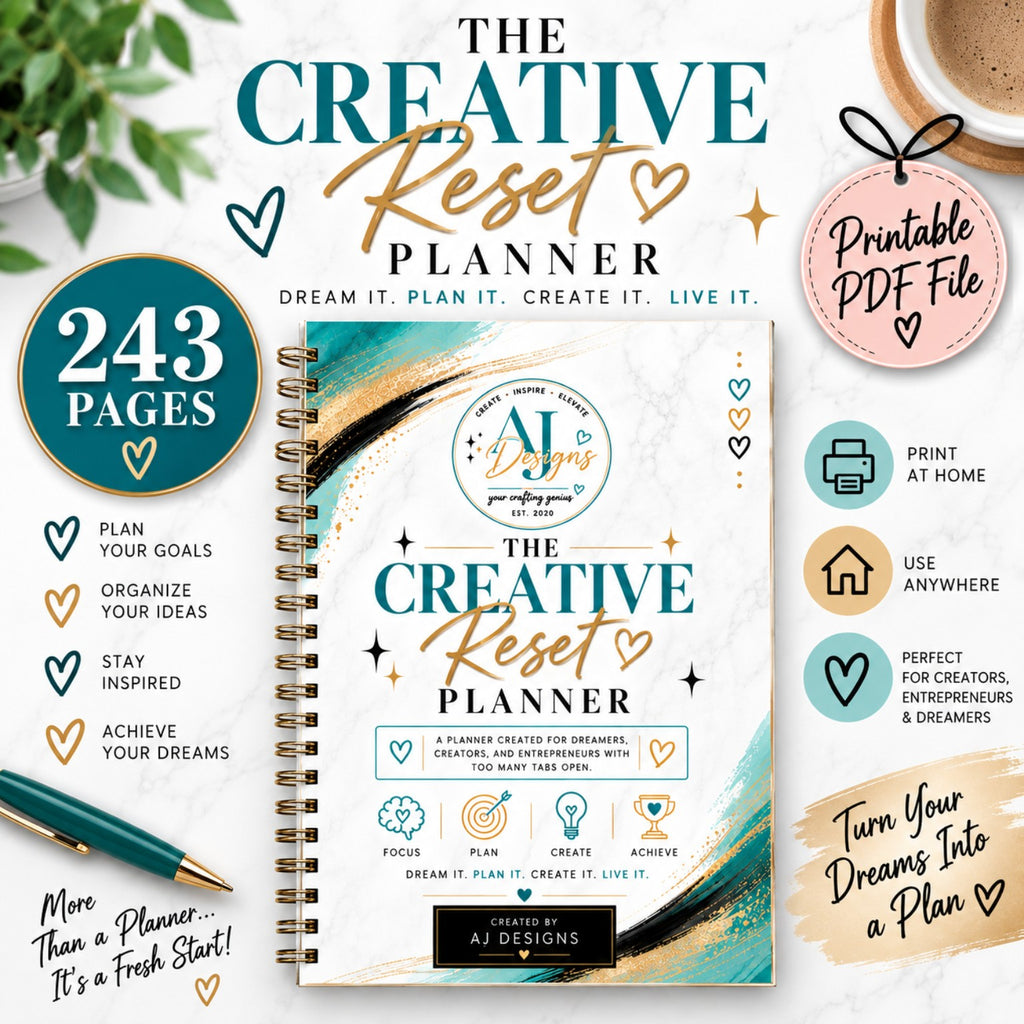 The Creative Reset Planner 243-page printable PDF for creators entrepreneurs and busy minds