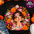 Día de los Muertos Floral Catrina Girl PNG | Sugar Skull Butterfly
