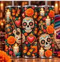 Dia de los Muertos sugar skull butterfly guitar tumbler design