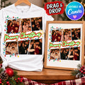 Editable Merry Christmas family photo collage Canva drag and drop template mockup