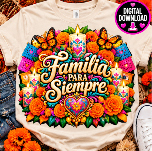 Familia Para Siempre Día de los Muertos PNG | Floral Family Tribute