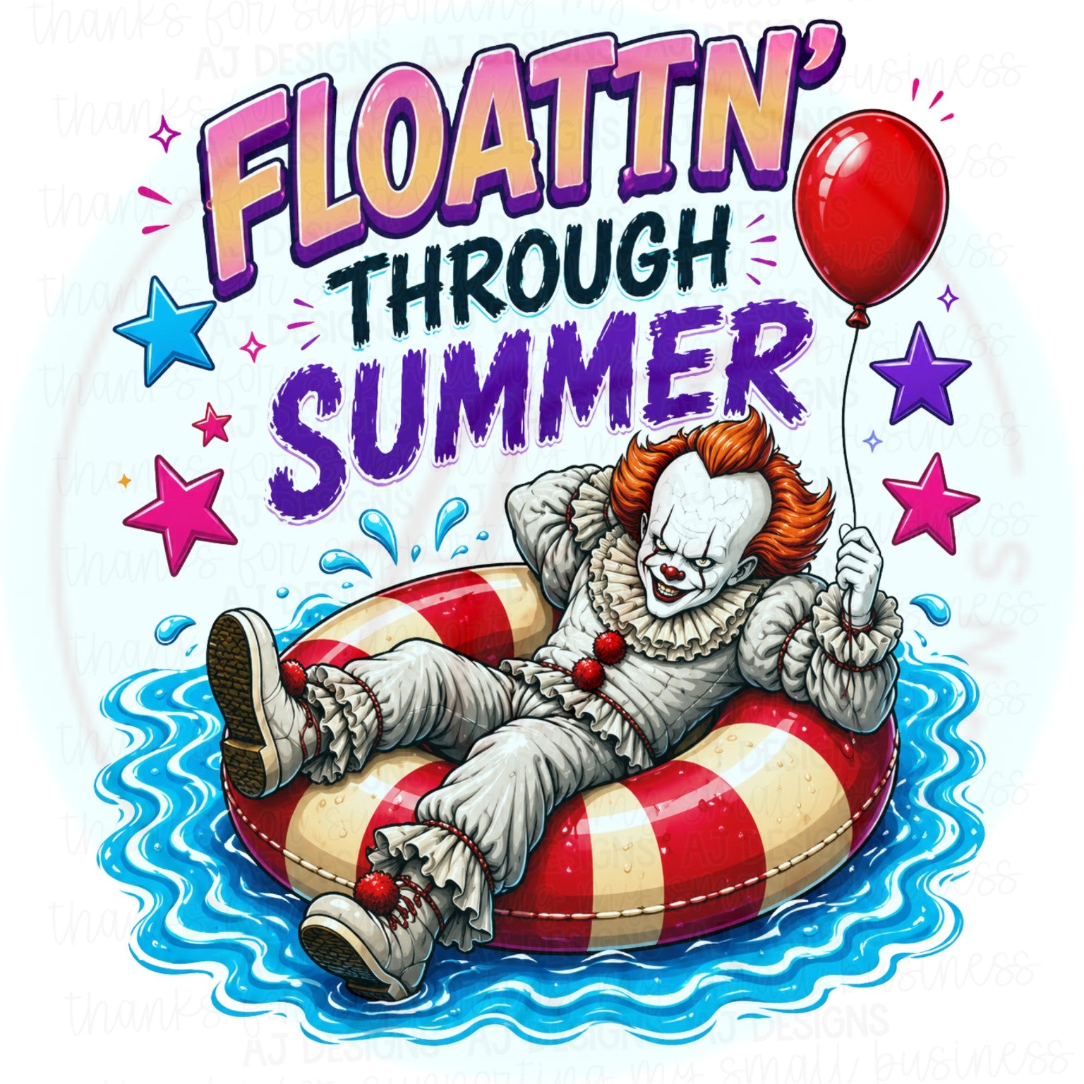 Floatin Through Summer horror clown pool PNG