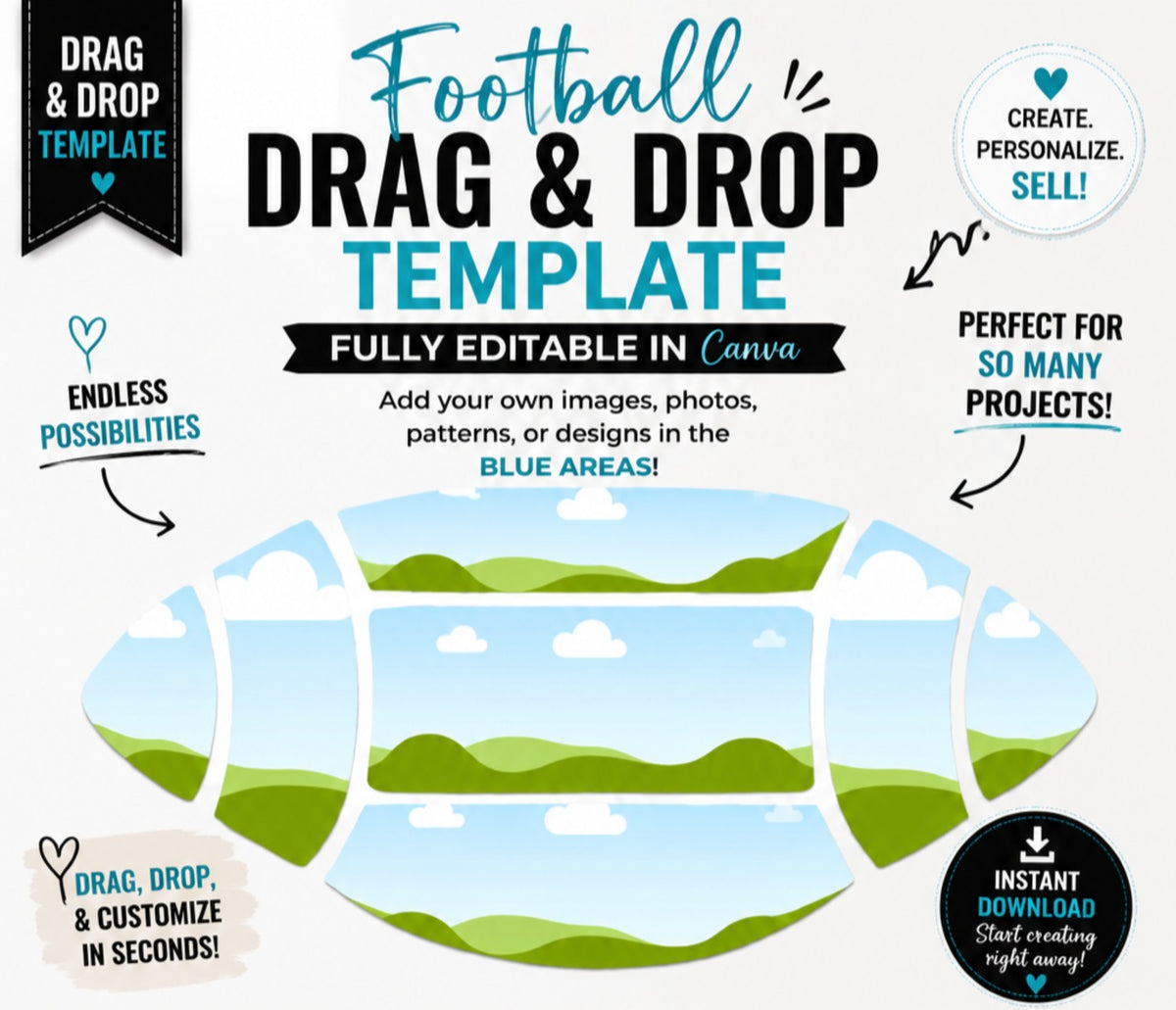 Football drag and drop Canva template flyer