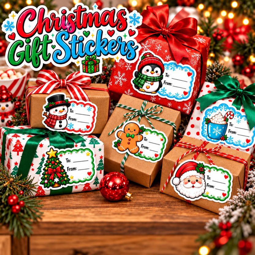 FREE Christmas Gift Tag Stickers Printable | 1 Design Sheet – AJ ...
