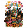 Happy Summerween horror characters beach PNG design