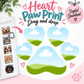 Heart Paw Print drag and drop Canva photo template digital download