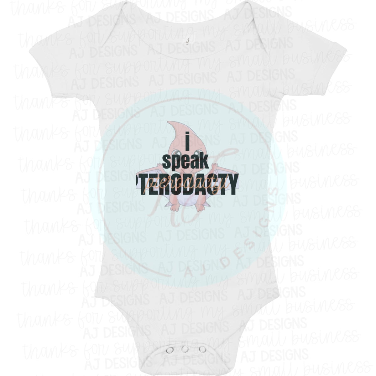 Orange I Speak Pterodactyl PNG onesie mockup
