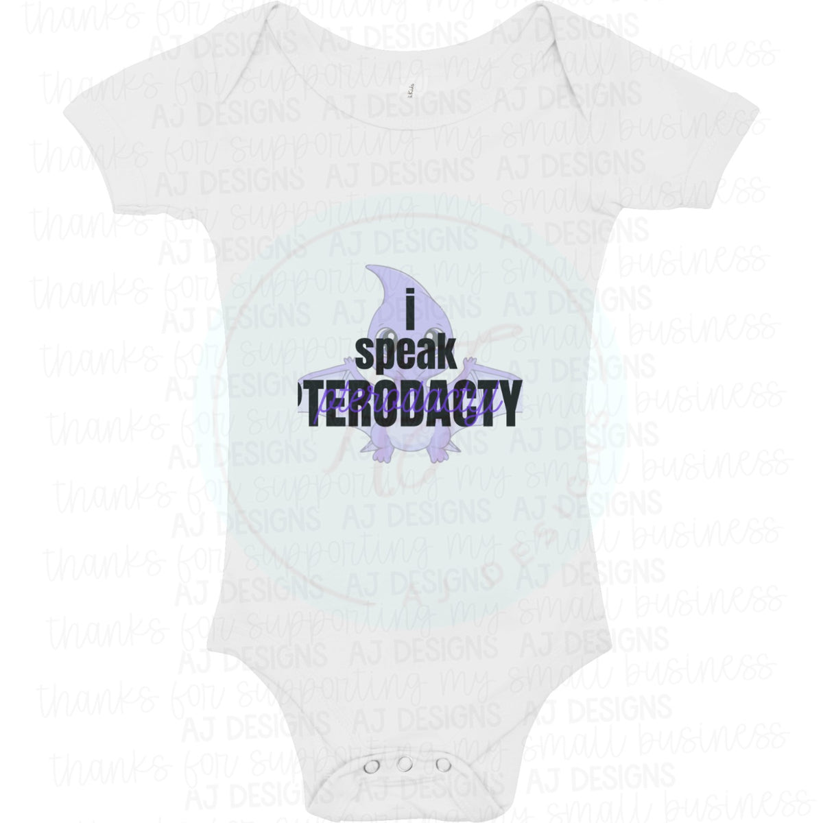 Purple I Speak Pterodactyl PNG onesie mockup