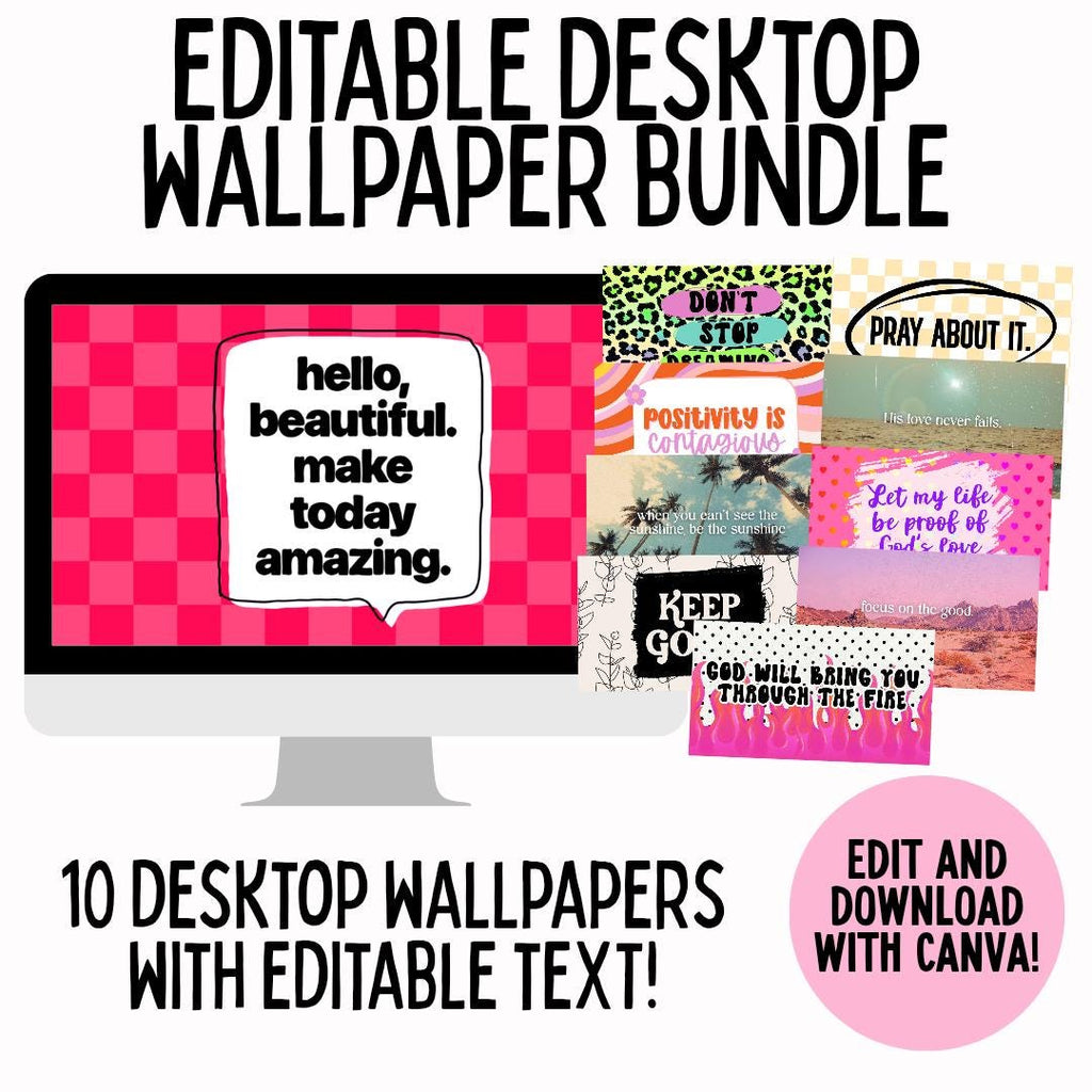 10 Editable Desktop Wallpapers | Canva Templates (Digital Download)