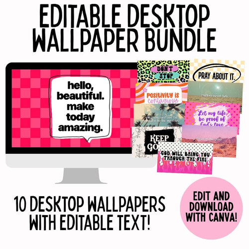 10 Editable Desktop Wallpapers | Canva Templates (Digital Download)