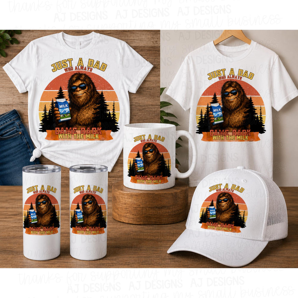Bigfoot Dad PNG | Funny Sasquatch Milk Design (Digital Download)