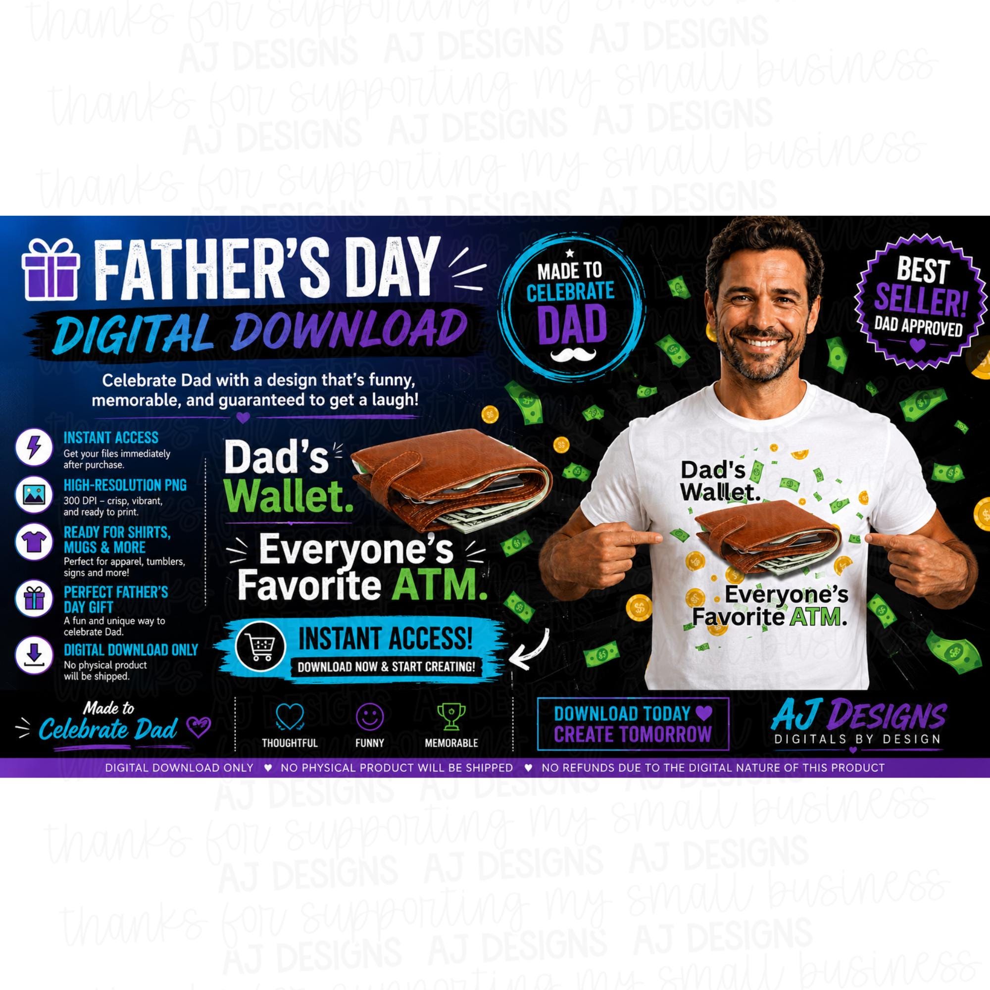 Dad's Wallet Everyone's Favorite ATM PNG (Digital Download)