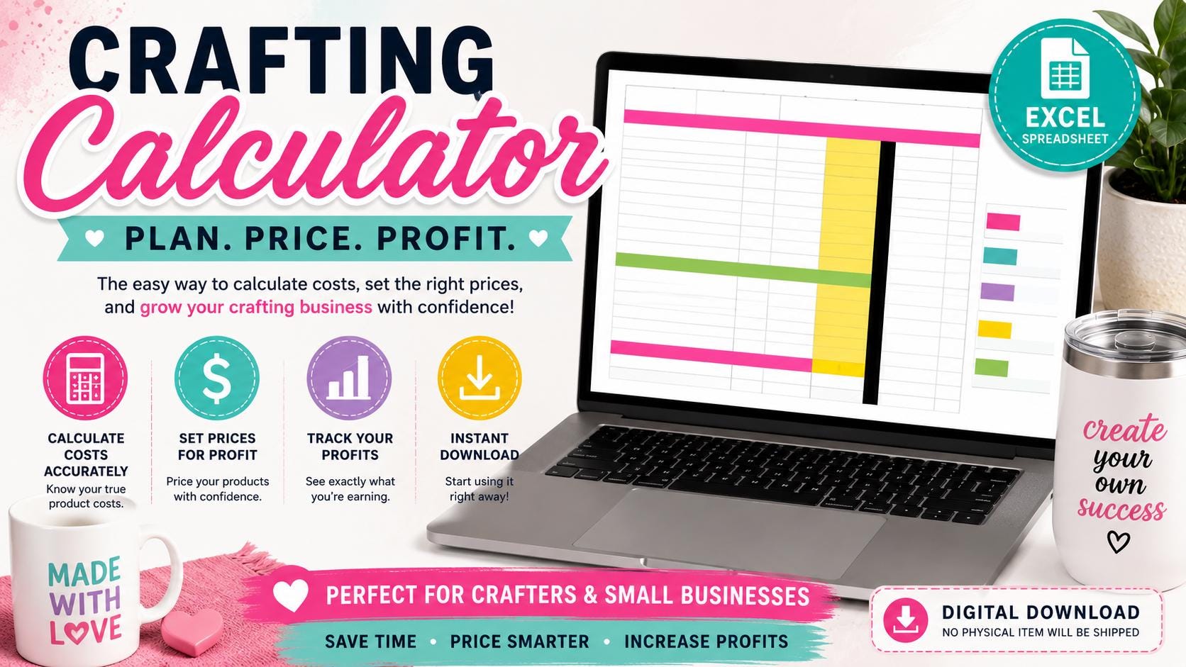 Crafting Calculator for Crafters | Sublimation Pricing Calculator | Small Business Profit Calculator | Crafting Business Tool | Instant