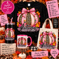 Autumn State of Mind pink leopard floral pumpkin PNG design