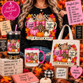 Cozy Crafty Happy pumpkin spice drinks and pumpkins PNG design