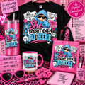 She does not even go here pink and blue Y2K collage PNG design