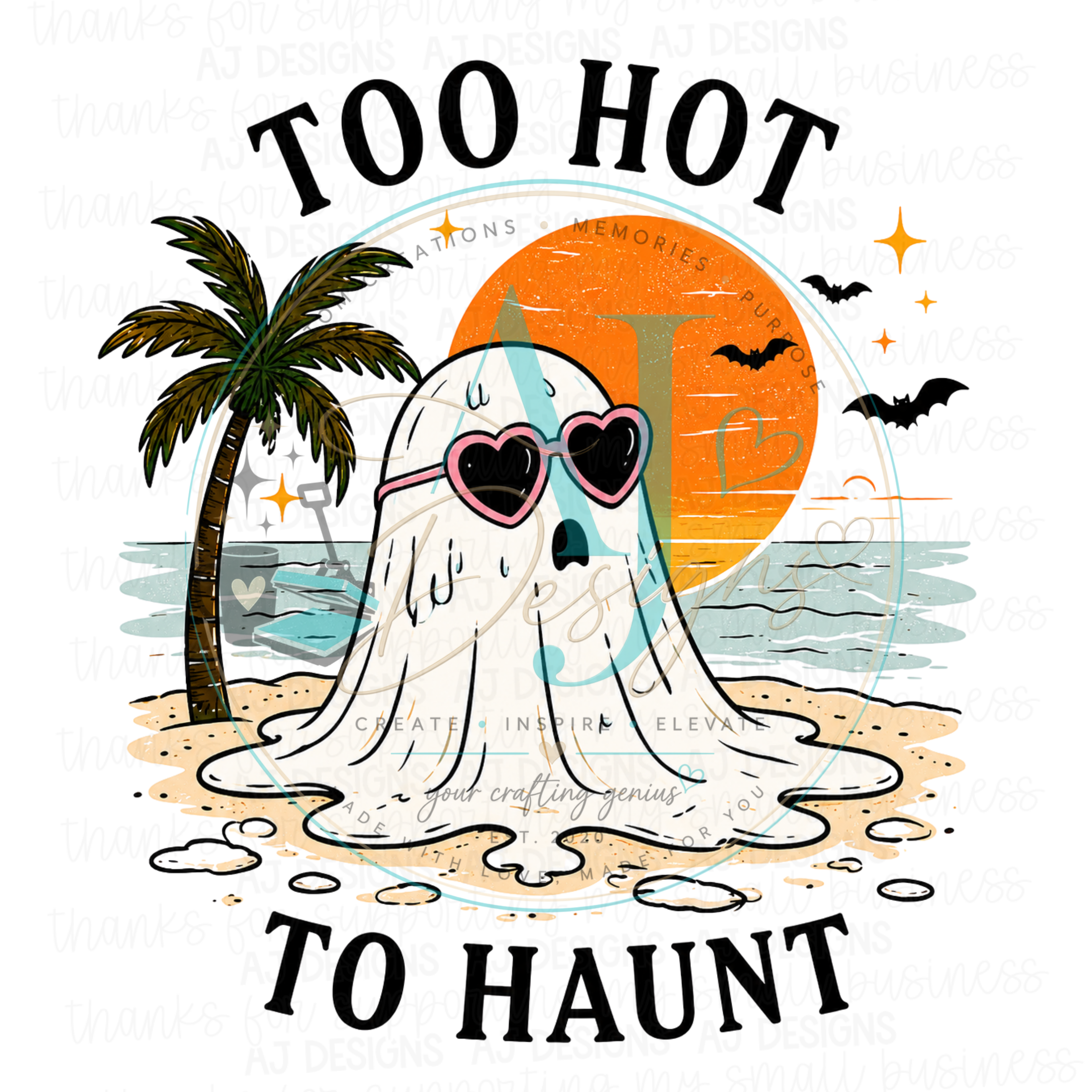 Summerween Ghost PNG | Tropical Beach Halloween Ghost