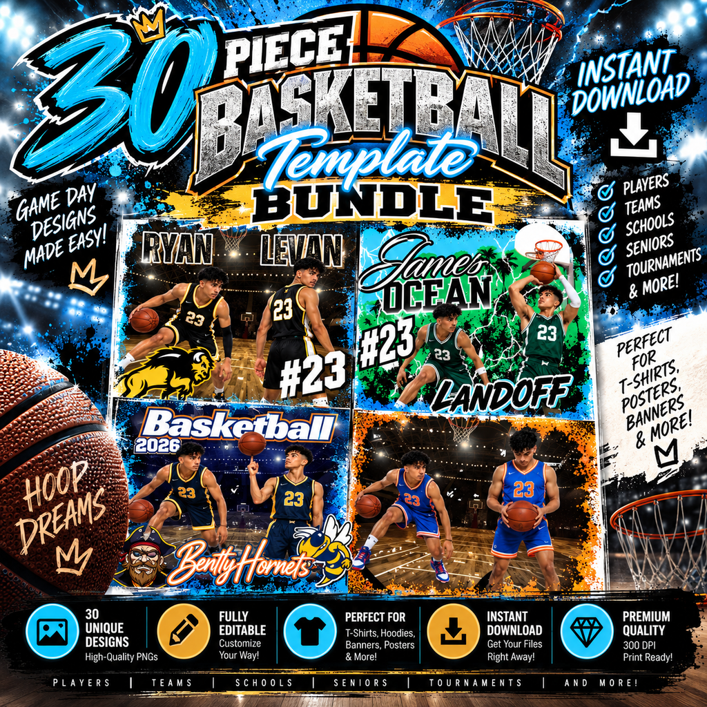 30 Editable Basketball Templates Bundle – Canva Player Sports Designs