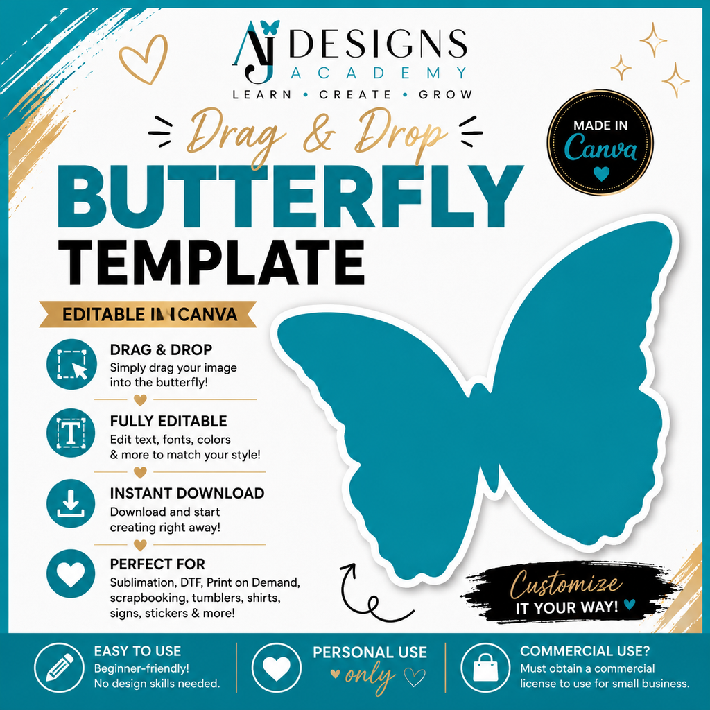 Editable Butterfly Drag & Drop Canva Template | Memorial Photo Template | Instant Download | Personalized Keepsake Design
