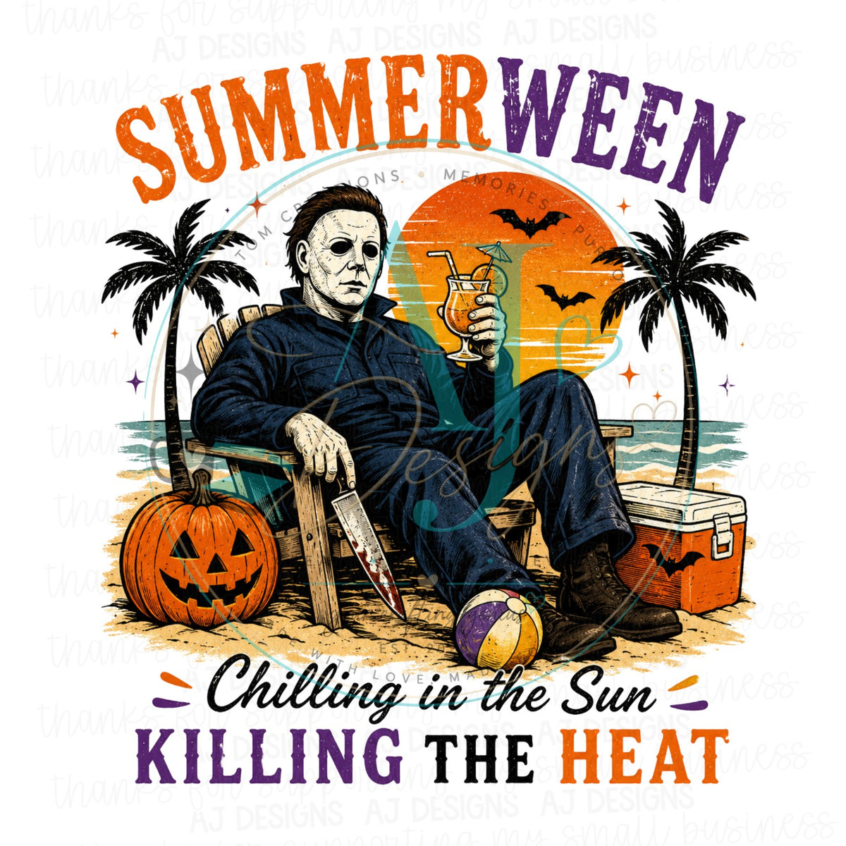 Summerween chilling in the sun killing the heat horror PNG