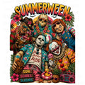 Summerween horror characters tropical beach PNG design