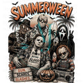 Summerween horror characters vintage beach PNG design