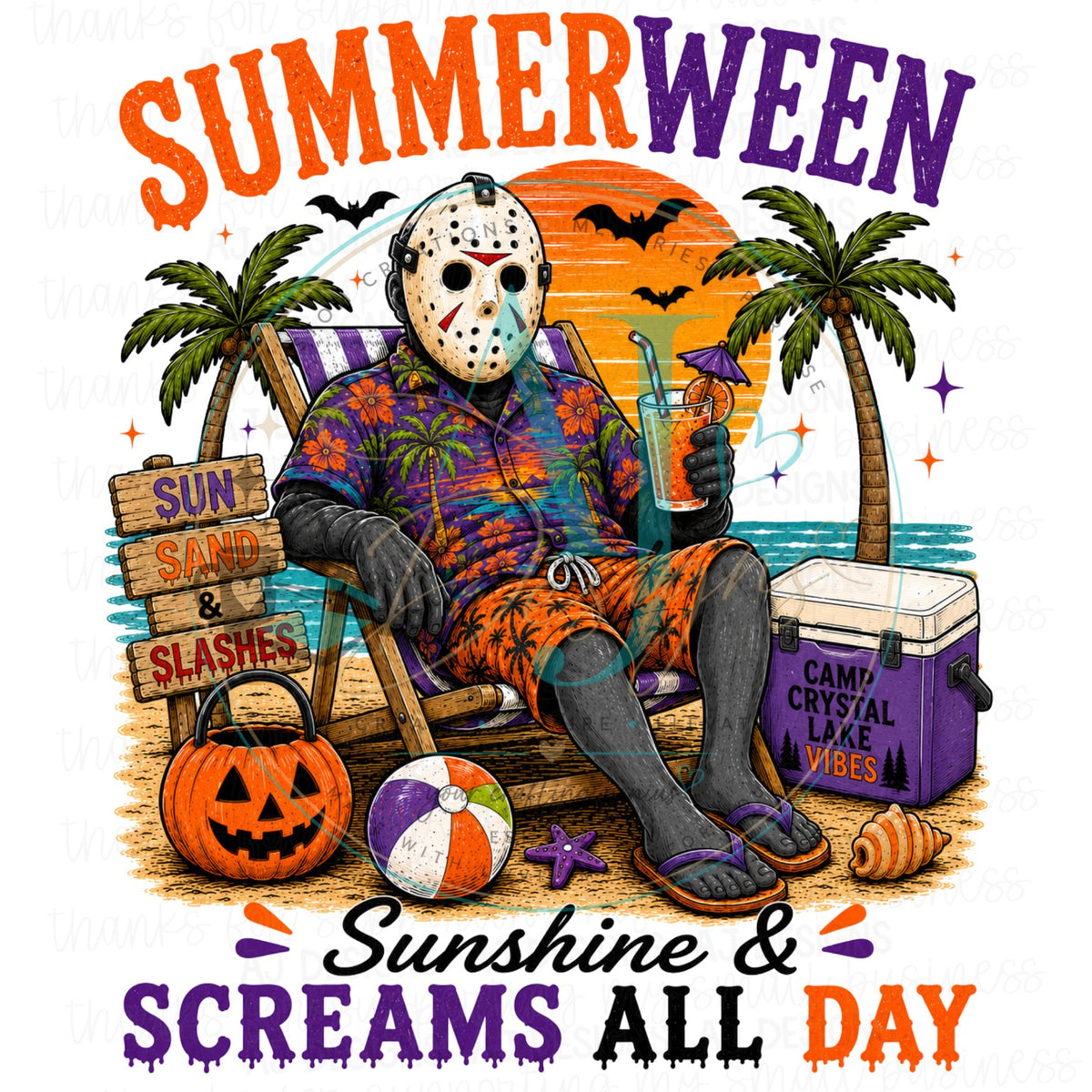 Summerween sun sand and slashes camp horror PNG