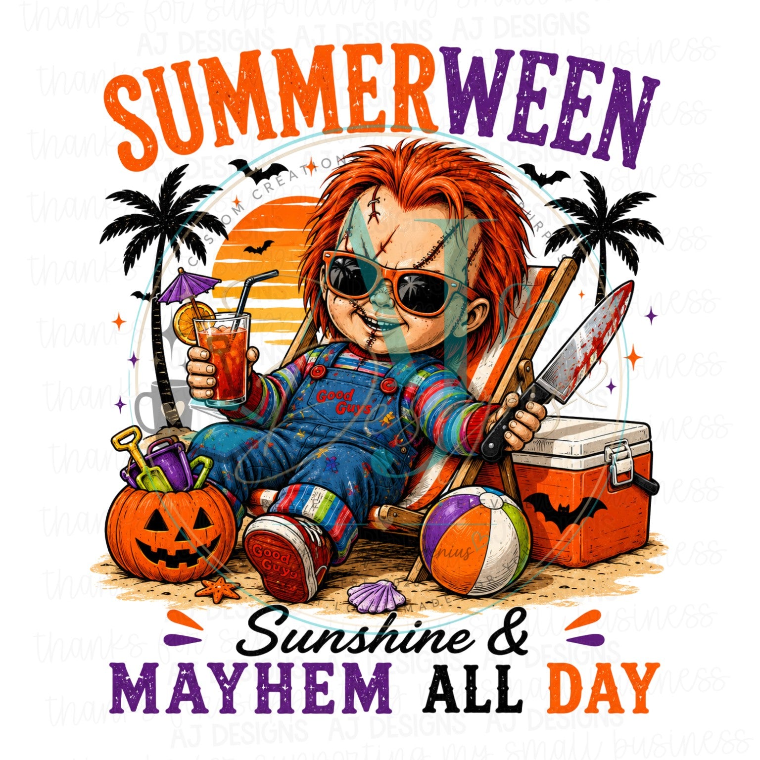 Summerween sunshine and mayhem all day killer doll PNG