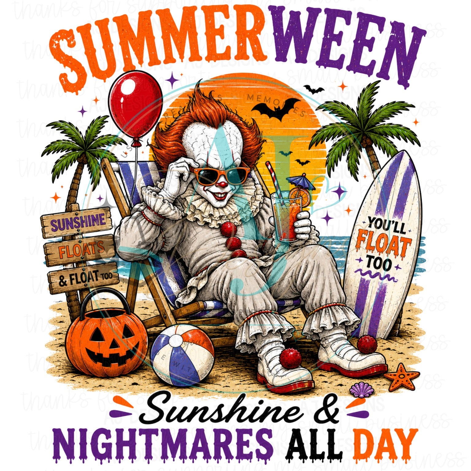 Summerween sunshine and nightmares all day horror clown PNG
