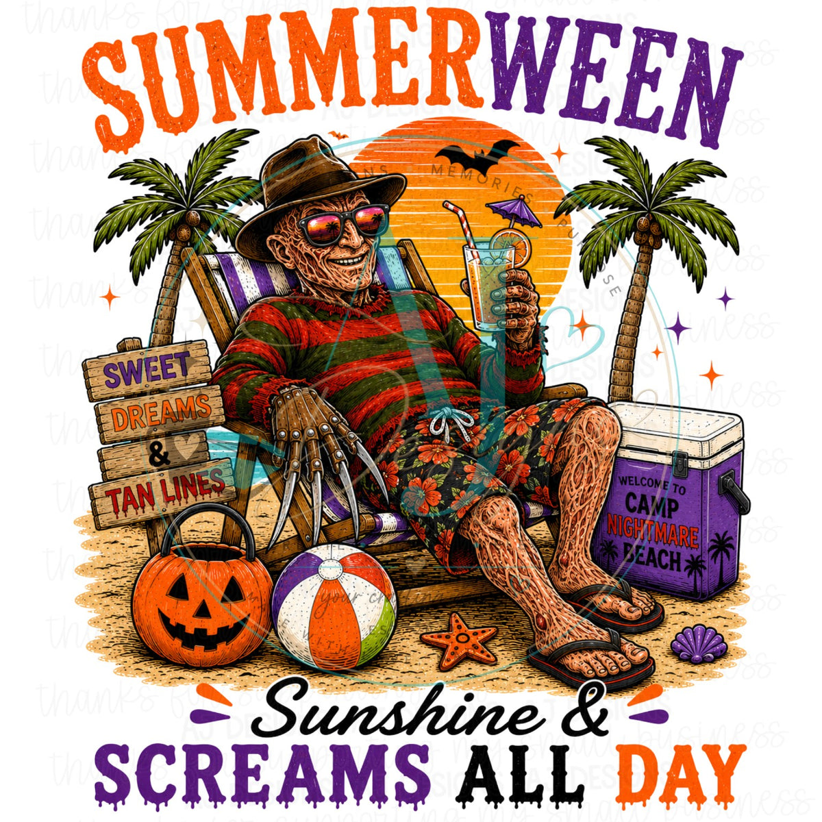 Summerween sweet dreams and tan lines nightmare horror PNG
