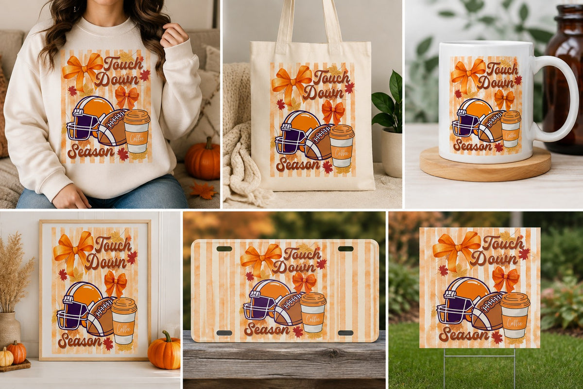 Touch Down Season fall football PNG digital design mockup